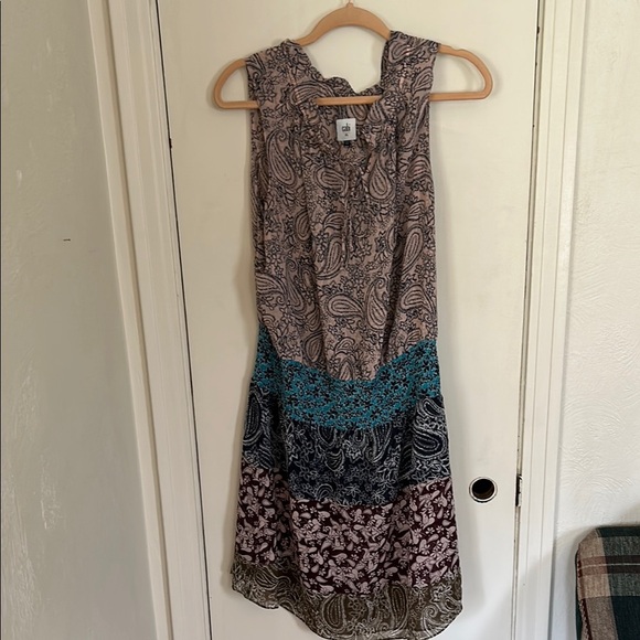 CAbi Dresses & Skirts - CAbi Brown and Blue Halter Midi Sundress